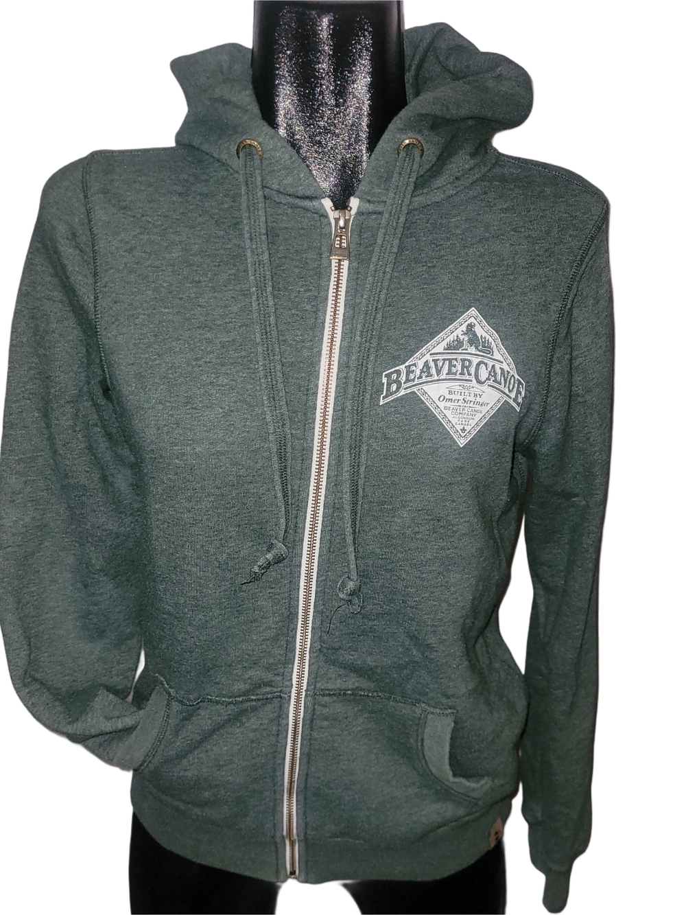 Beaver Canoe Green Classic Zip-Up Hoodie Size S
